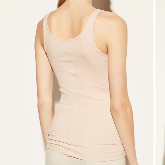 Vince Pima Cotton Scoop Neck Tank In Rose Water Size M Ribbed Luxury Soft - Picture 3 of 8